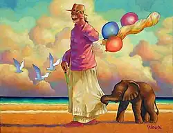 Oil on canvas, 56"x72", 2009, held in reserve for the future Daddy God Museum.