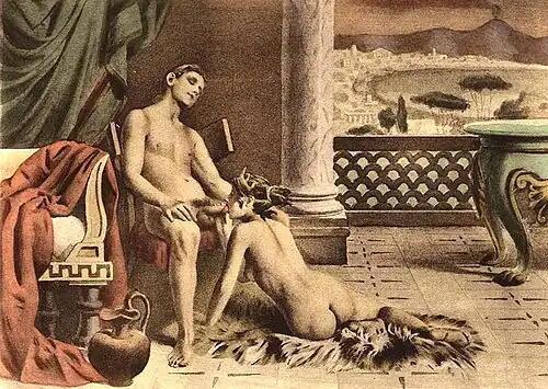 Depiction of fellatio