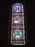 Stained glass window in the church of Saint-Pierre-ès-Liens