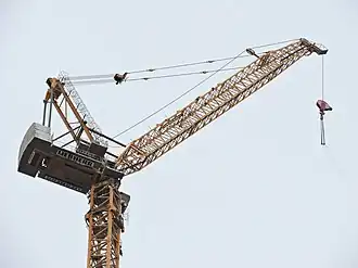 Tower crane with "luffing" jib