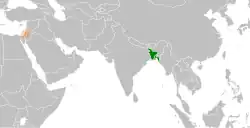 Map indicating locations of Bangladesh and Palestine
