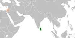 Map indicating locations of Palestine and Sri Lanka
