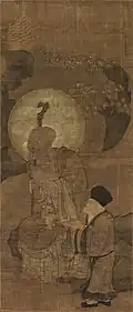 Song dynasty painting of Ańgaja (Yīnjiētuó zūnzhě), out of a set depicting the sixteen arhats. China. Currently held in the Tokyo National Museum.