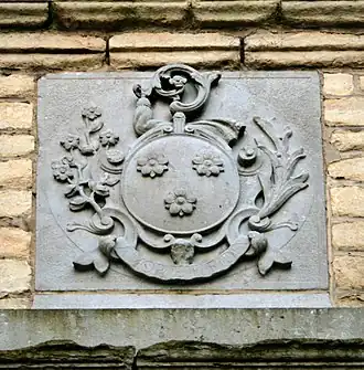 Closeup of the coat of arms of Abbess Séraphine Snoy