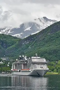 MSC Virtuosa in Geirangerfjord close-up V-P