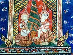 Painting depicting the marriage of Suddhodana with Mahāpajāpatī from Wat Kasattrathirat, Ayutthaya
