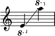 {
    \override Score.SpacingSpanner.strict-note-spacing = ##t
    \set Score.proportionalNotationDuration = #(ly:make-moment 1/8)
    \override Score.TimeSignature #'stencil = ##f
    \relative c {
        \time 2/4
        \ottava #-1 e4 \glissando
        \ottava #1 a'''
    }
}
