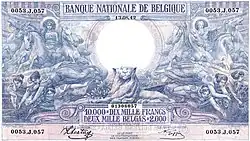Image 881929 Belgian banknote, depicting Ceres, Neptune and caduceus (from Myth)