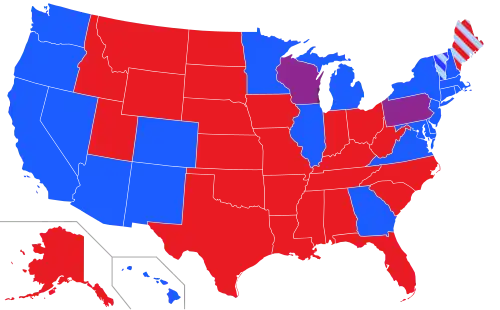 Map of the Senate composition by state and party