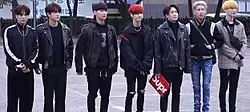 Got7 going to a Music Bank rehearsal