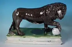 Medici lion figure by Ralph Wood, coloured glazes, circa 1780