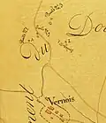 Map of the wells and village of Le Vernoy in 1838