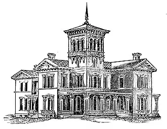 House design (1869) for an Italianate villa by architect L. B. Young (Cincinnati, Ohio)