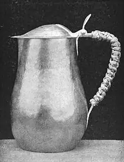 Black and white photograph of a hot water jug