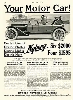 1912 Nyberg Six and Four advertisement in Motor Age