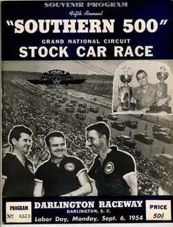 1954 Southern 500 program cover