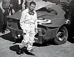 Nino Vaccarella walks away from his damaged Ferrari 330 P3 during the 1967 Targa Florio