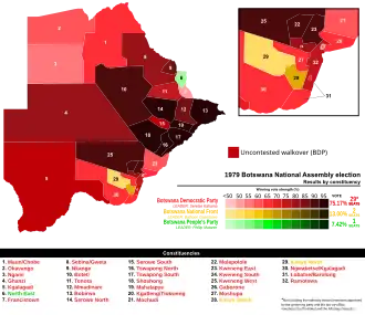1979 Botswana general election results by constituency