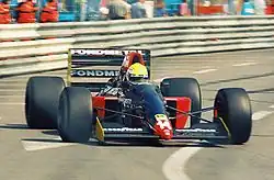 Andrea Chiesa racing for Fondmetal in the 1992 Monaco GP.