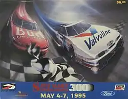 The 1995 Save Mart Supermarkets 300 program cover, featuring Ken Schrader and Mark Martin.