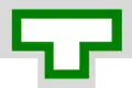 A two-toned T-shaped organizational symbol
