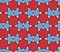 A compact packing of two sizes of circle