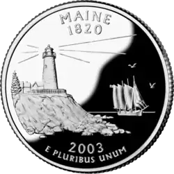 Maine quarter dollar coin