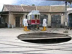 Sóller roundhouse, turntable & Porto 23 car body, on 10 04 2004