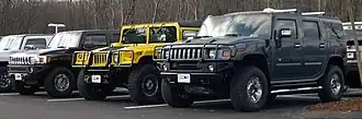 From left: 2006 Hummer H3, H1, and H2
