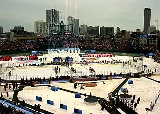 The 2009 NHL Winter Classic, held at Wrigley Field.