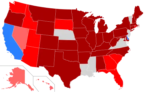 Net changes to lower house seats after the 2010 elections      +2 Rep seats      +3–5 Rep seats      +6–122 Rep seats      +2 Dem seats