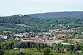 General view of Ronchamp, where the landscape is very hilly with the Bourlémont hill.