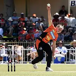 cricketer delivering the ball