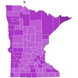 County results for Jesson v. Brown Jesson:      50–60%      60–70%      70–80%