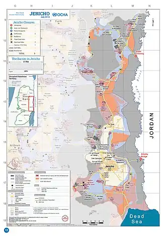 2018 United Nations map of the area, showing the Israeli occupation arrangements in the governorate