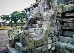 The stairs of main temple flanked by makaras