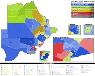 2024 Botswana general election constituency map