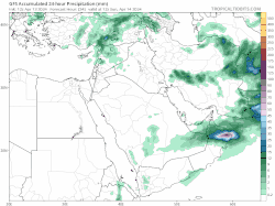 Forecast map for 2024 Persian Gulf floods