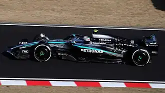 Andrea Kimi Antonelli driving the Mercedes-AMG F1 W16 E Performance at the 2025 Japanese Grand Prix.