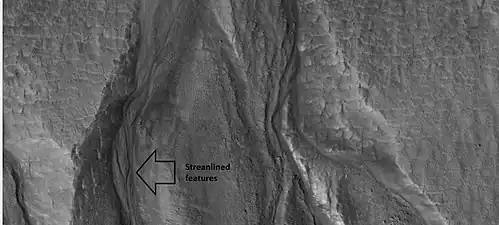 Close-up of gullies, as seen by HiRISE under HiWish program