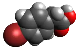 Van der Waals space-filling model of 4-bromophenylacetic acid