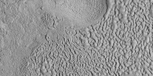 Brain terrain being formed, as seen by HiRISE under HiWish program Note: this is an enlargement of a previous image using HiView.