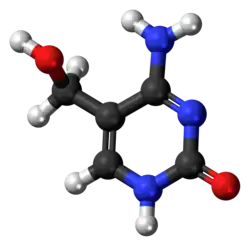 Ball-and-stick model of the 5-hydroxymethylcytosine molecule