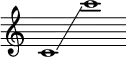 {
      \new Staff \with { \remove "Time_signature_engraver" }
      \clef treble \key c \major \cadenzaOn
      c'1 \glissando c'''1
    }