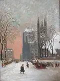 Windsor Street, Montreal, 1931. Oil painting by A.M. Pattison. Private Collection.