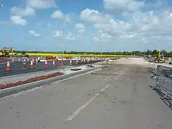 Photo showing the Brickwall lane junction of the new road whilst being constructed, several months prior to opening