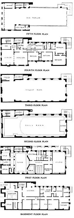 Blueprints for each floor of 165 West 57th Street