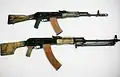 A comparison view of the AK-74 (top) and RPK-74 (bottom)