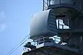 AN/SPQ-9B radar on board mast of JS Atago left front view at JMSDF Maizuru Naval Base, 13 April 2019.