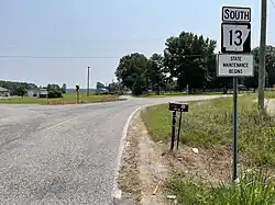 Northern terminus of AR 13 at Campground Road in Beebe